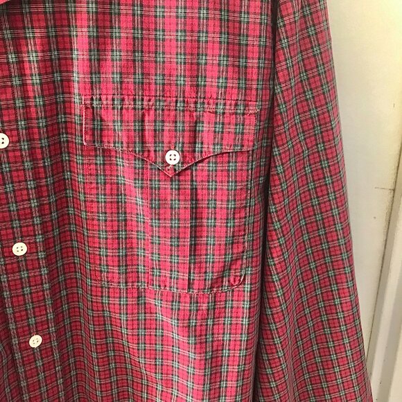 Men's Polo Button-Down Long Sleeve Shirt - Burgundy/Black/White - Size XL - Picture 3 of 5